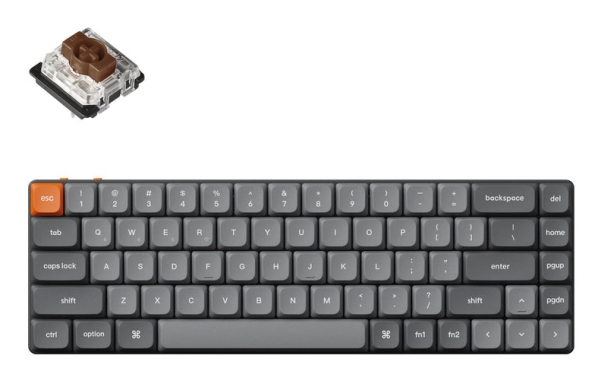 Keychron K7m Trådløs Usb + Wireless + Bluetooth Mekanisk Rgb Led Grå