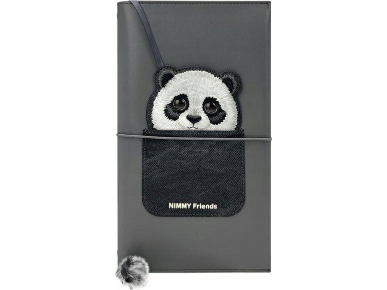 Nimmy 2In1 Notizbuch + Stift Schwarz Big Eyed Pet 2.0 Panda