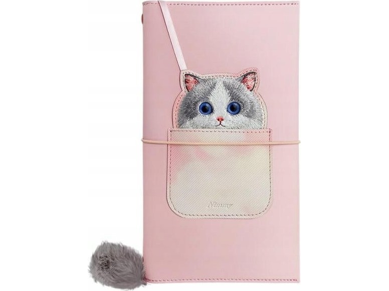 Nimmy 2in1 Notesbog + Pennesæt Pink Big Eyed Pet Cat