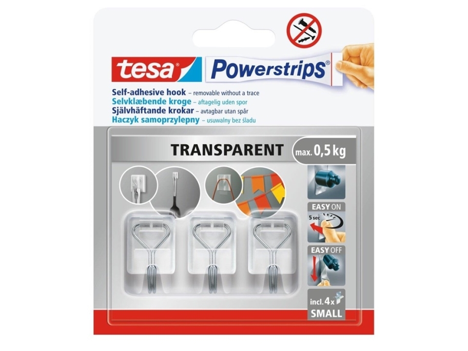 Tesa Tesa Powerstrips -Metalkroge S Transparent