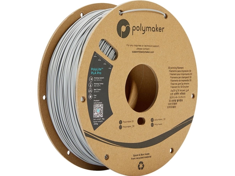 Poly Filament Polymaker Polylite Pla Pro 1,75Mm 1Kg – Grå