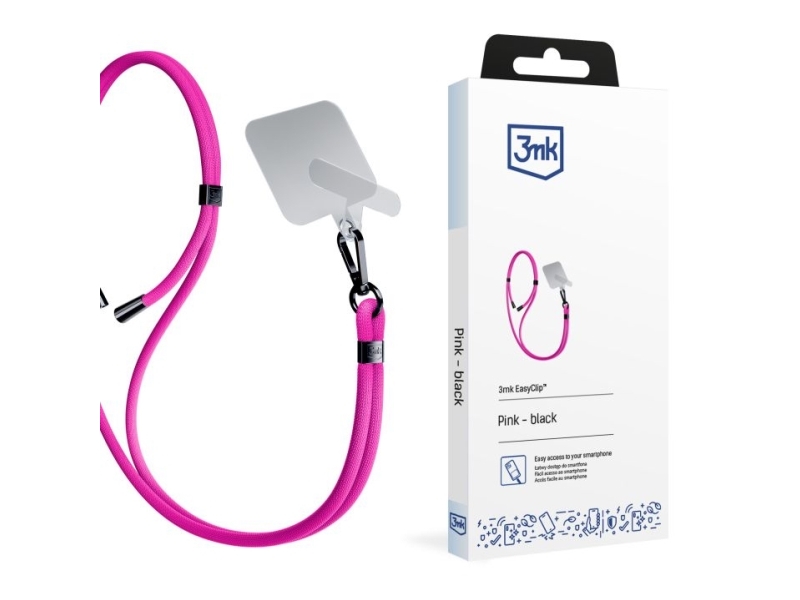 Smycz Do Phone - 3Mk Easyclip - Róż (Czarny)