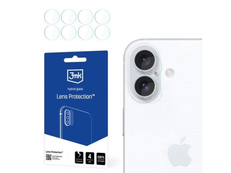 3Mk Lens Protection, Apple, Iphone 16, Impact Resistant, Scratch Resistant, Transparent, 4 Pc(S)