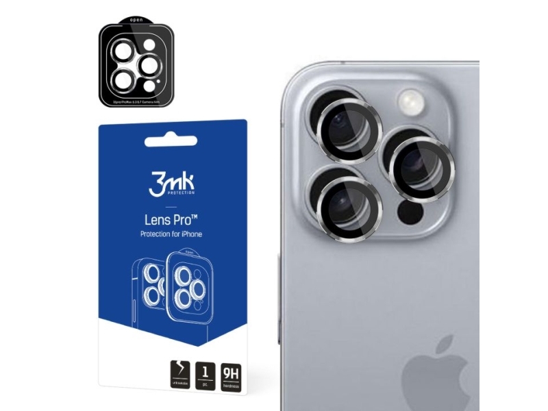 3Mk Lens Protection Pro, Apple, Iphone 16 Pro Max, Iphone 16 Pro, Scratch Resistant, Silver, Titanium, Transparent, 1 Pc(S)