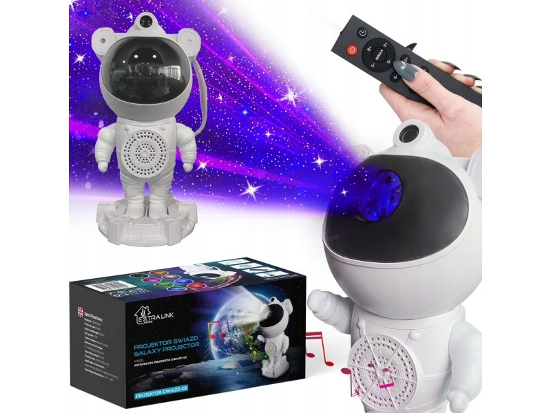 Extralink Home Projektor gwiazd z glosnikiem Lampka nocna, rzutnik, glosnik Bluetooth dla dzieci, astronauta