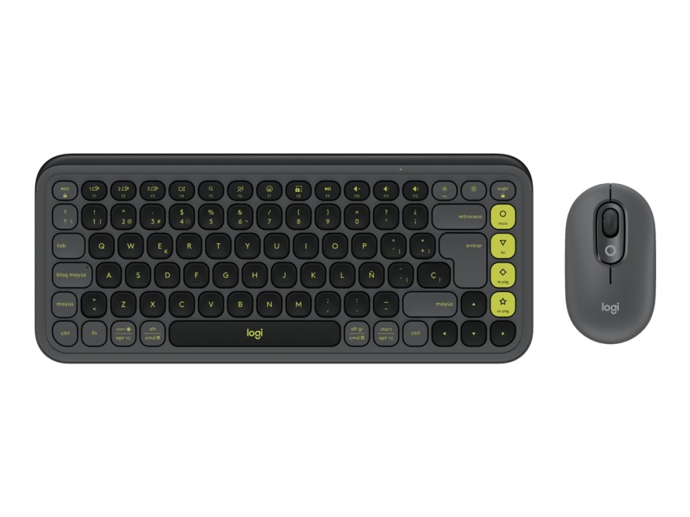 Logitech Pop Icon Combo Sats Med Tangentbord Och Mus Trådlös Bluetooth Le Qwerty Spansk Grafit Grön