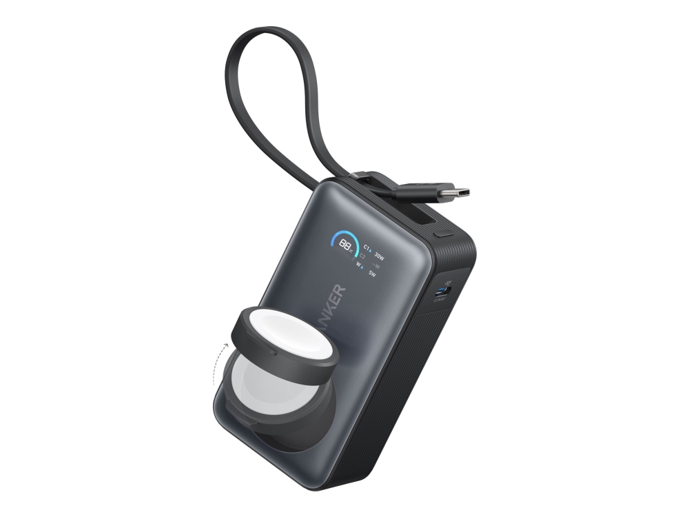 Anker MagGo - Powerbank - til Apple Watch - 10000 mAh - 35 Watt - 2 output-stikforbindelser (USB-C) - stensort