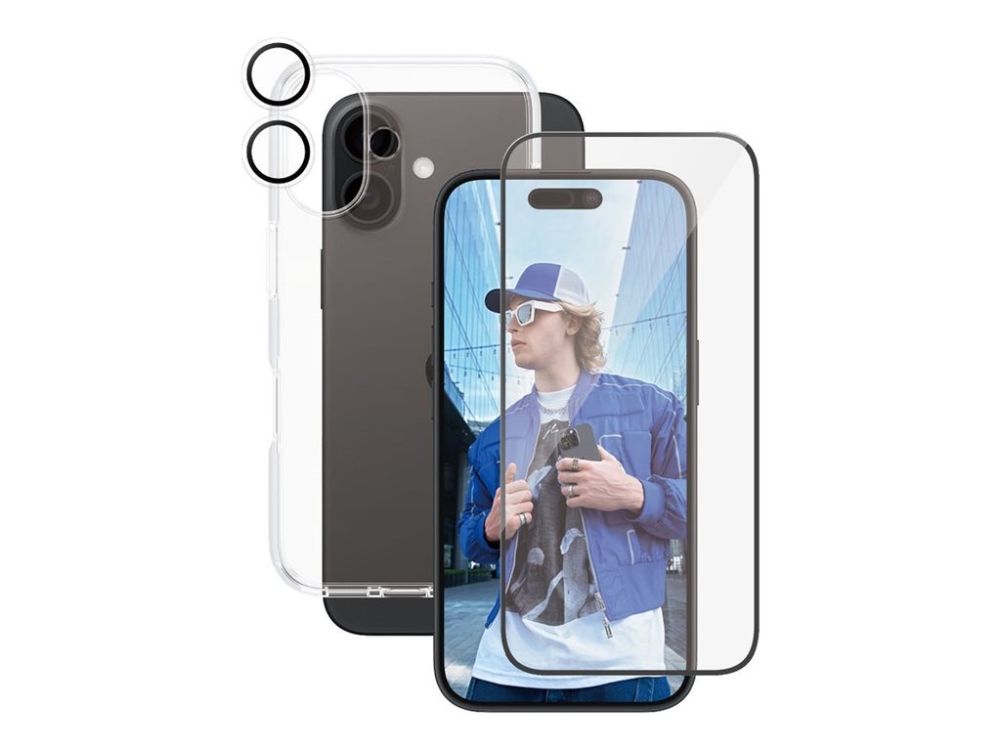 CARE By PanzerGlass iPhone 16 3-i-1 FLAGSHIP Bundle - Skjermbeskyttelse (UWF) / Deksel / Kamerabeskyttelse - Gjennomsiktig
