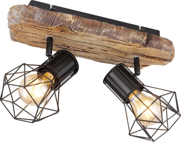 Loftlampe Globo Rustik Loftlampe Priska 54017W-2 Træ Sort
