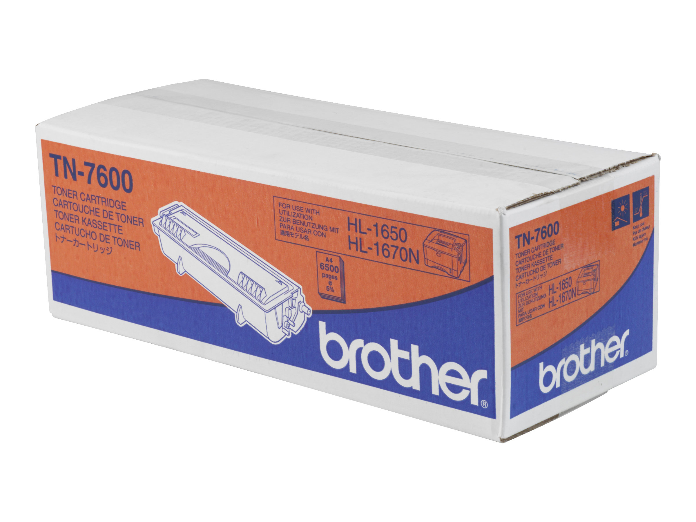 Brother Tn7600 - Sort - Original - Tonerpatron - For Brother Dcp-8020, 8025, Hl-1650, 1670, 1850, 1870, 5030, 5040, 5050, 5070, Mfc-8420, 8820