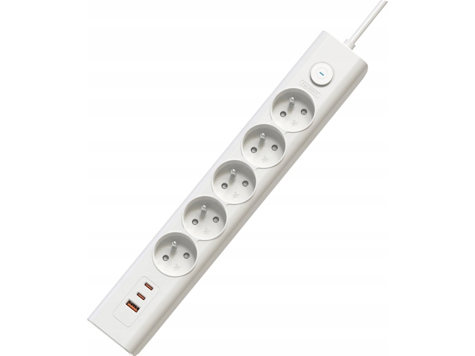 Viking Viking Sigte-/Netforlængerledning Yc53, 5X Ac 230V, 1X Usb-A, 2X Usb-C, Længde 1,5 M, Hvid
