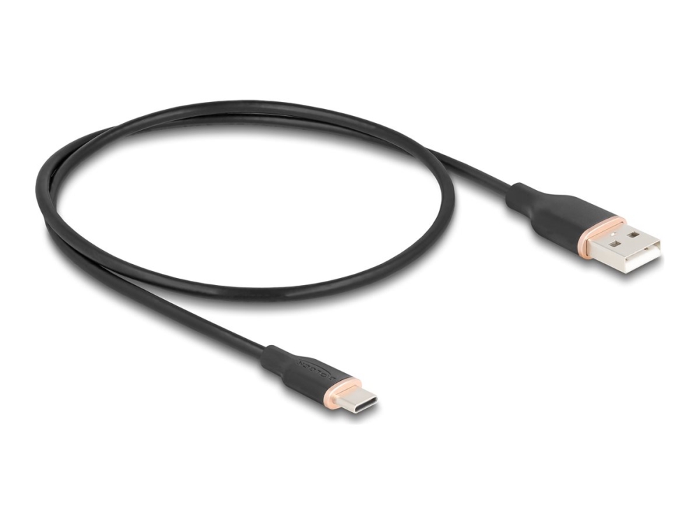 Delock Usb 2.0-Kabel Usb Type-A-Stik Til Usb Type-C-Stik 0,5 M Sort Silikone