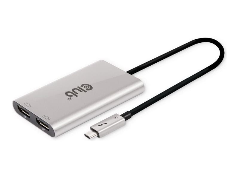 Club3d Thunderbolt 3 To Displayport Dual Monitor 4K60hz M/F, Thunderbolt 3, Displayport, 40000 Mbit/S, 2160P, 3840P, Silber, Windows 11