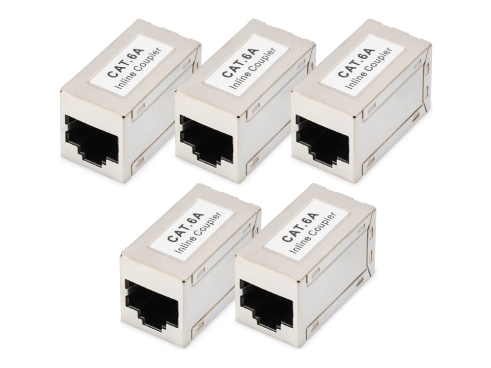 Digitus - Netværkskobling - Rj-45 (Hun) Til Rj-45 (Hun) - Afskærmet - Cat 6A - Modulær, Pintildeling: 1:1 (Pakke Med 5)