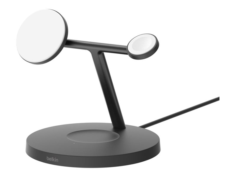 Belkin BoostCharge Pro 3-in-1 - Trådlöst laddställ - med Qi2 + växelströmsadapter - 15 Watt - Fast Charge - svart | Tele & GPS - Mobil tillbehör - Övriga tillbehör | GameStuff