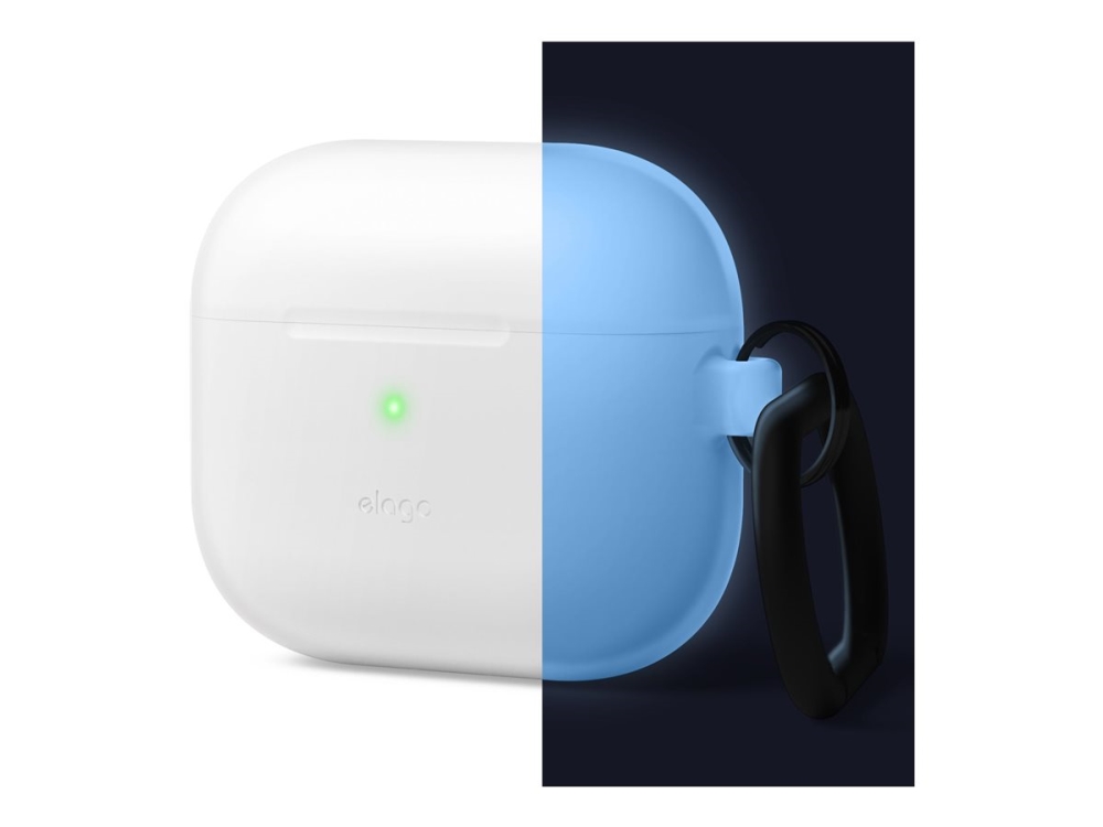 elago - Fodral laddningsfodral för trådlösa öronsnäckor - premiumsilikon - nattglödsblå - för Apple AirPods (3:e generationen)