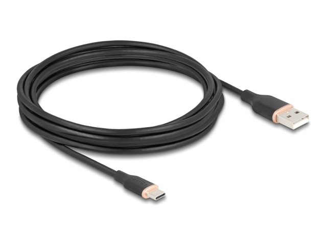 Delock Usb 2.0-Kabel Usb Type-A-Stik Til Usb Type-C-Stik 4 M Sort Silikone