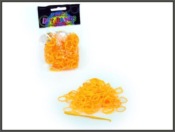 Hipo Orange elastikker til at lave armbånd, 250 stk (620074)