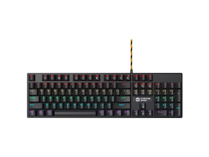 Canyon Wired Black Mechanical Keyboard With Colorful Lighting System104pcs Rainbow Backlight Led,Also Can Custmized Backlight,1.8M Braided Cable Leng