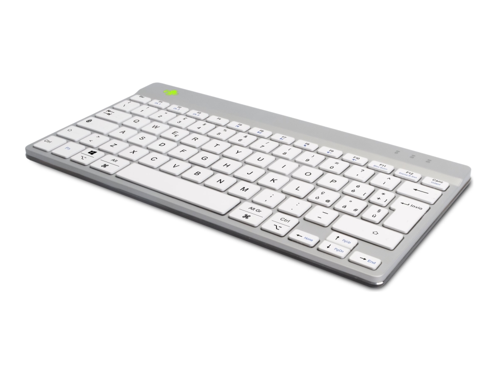 R-Go Compact Break - Tastatur - Med Integreret Brudindikator - Trådløs - Bluetooth 5.0 - Qwerty - Italiensk - Hvid