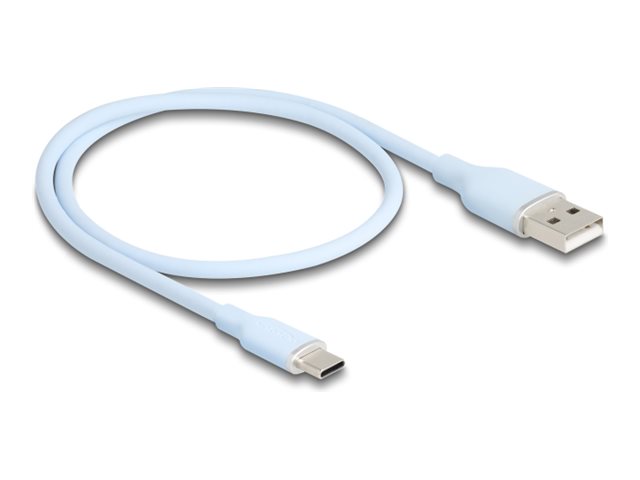 Delock USB 2.0-kabel USB Type-A Stecker zu USB Type-C Stecker 0,5 m blå silikone