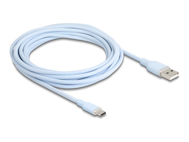 Delock Usb 2.0-Kabel Usb Type-A Stecker Zu Usb Type-C Stecker 4 M Blå Silikone