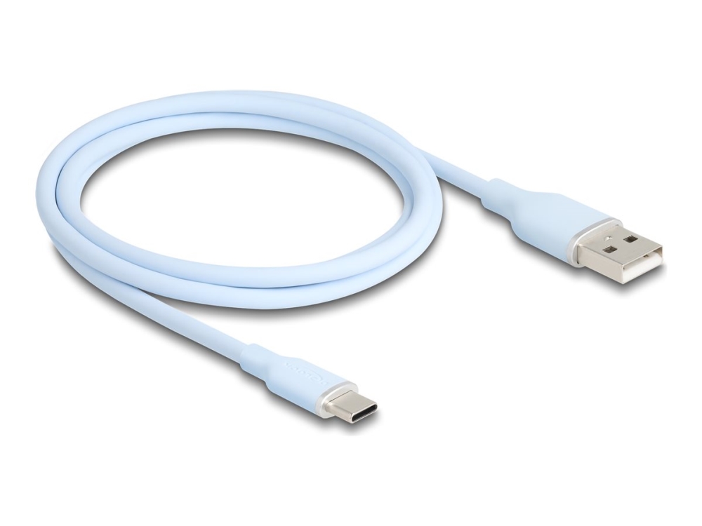 Delock Usb 2.0-Kabel Usb Type-A Stecker Zu Usb Type-C Stecker 1 M Blå Silikone