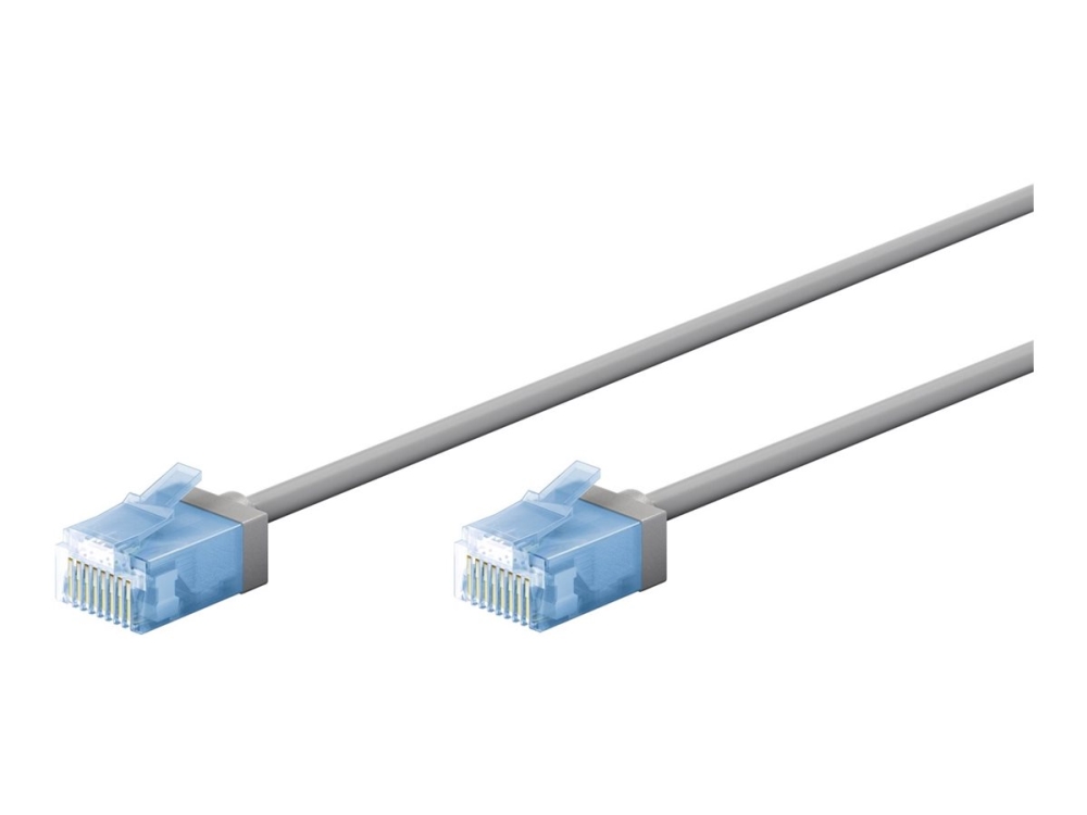 goobay - Patch-kabel - RJ-45 (hane) till RJ-45 (hane) - 10 m - 2.8 mm - U/UTP, oskärmad - CAT 6a - halogenfri, tvinnad, slim, ultra flexibel - grå | Datortillbehör - Kablar & adaptrar - Nätverkskablar | GameStuff
