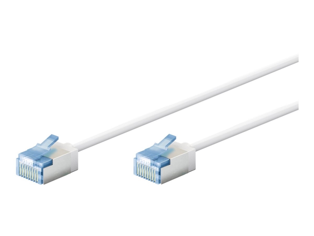 Goobay Patchkabel Rj 45 Han Til Rj 45 Han 1 M 3.8 Mm U/ftp Pimf Cat 6a Ultra Fleksibel Tynd Halogenfri Strenget Hvid