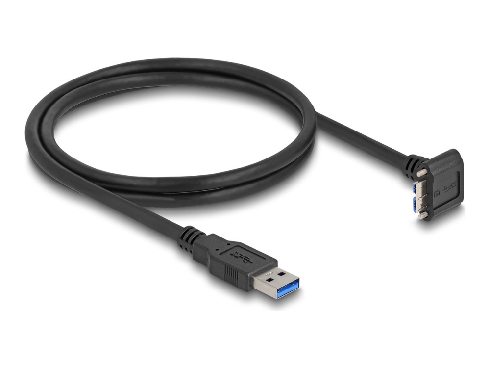 Delock - Usb-Kabel - Usb Type A (Han) Lige Til Micro-Usb Type B (Han) Nedvinklet - Usb 3.0 - 1 M - Tommelskruer, Up To 5 Gbps Data Transfer Rate, 18