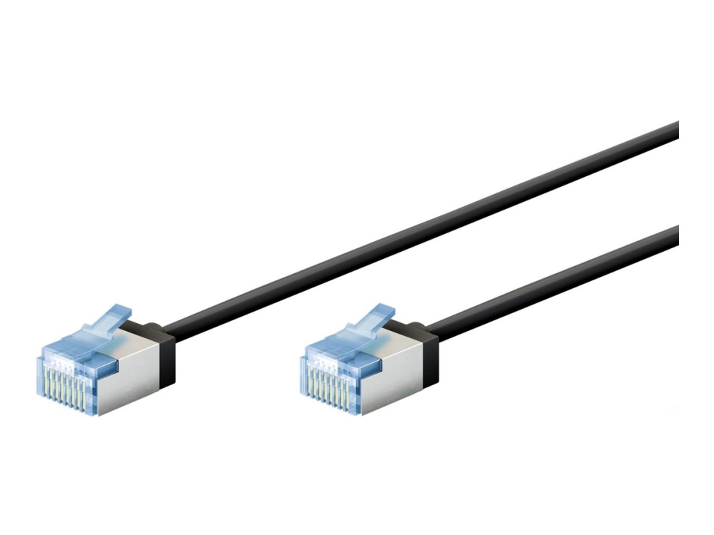 goobay - Patch-kabel - RJ-45 (hane) till RJ-45 (hane) - 15 m - 3.8 mm - U/FTP, PiMF - CAT 6a - halogenfri, tvinnad, slim, ultra flexibel - svart | Datortillbehör - Kablar & adaptrar - Nätverkskablar | GameStuff