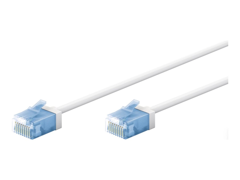Goobay Ultraflexibles Cat 6A Patchkabel Slim U/Utp Weiß - Extrakurze Stecker Reiner (74288)