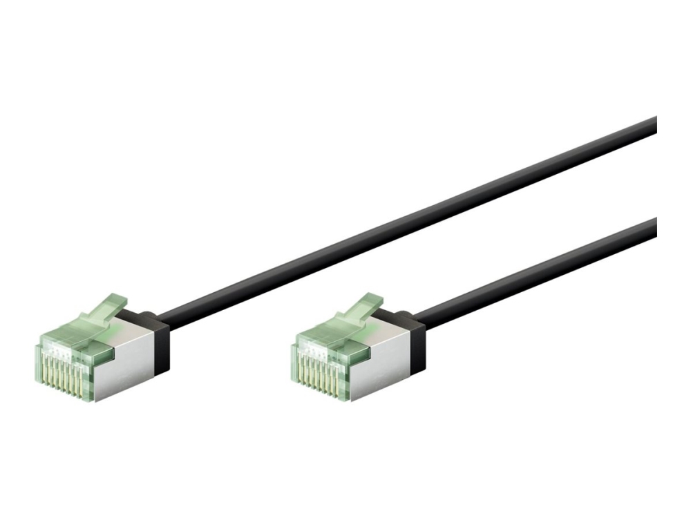 Goobay Ultraflexibles Cat 8.1 Patchkabel Slim U/Ftp Schwarz - Extrakurze Stecker 99.9% (74352)