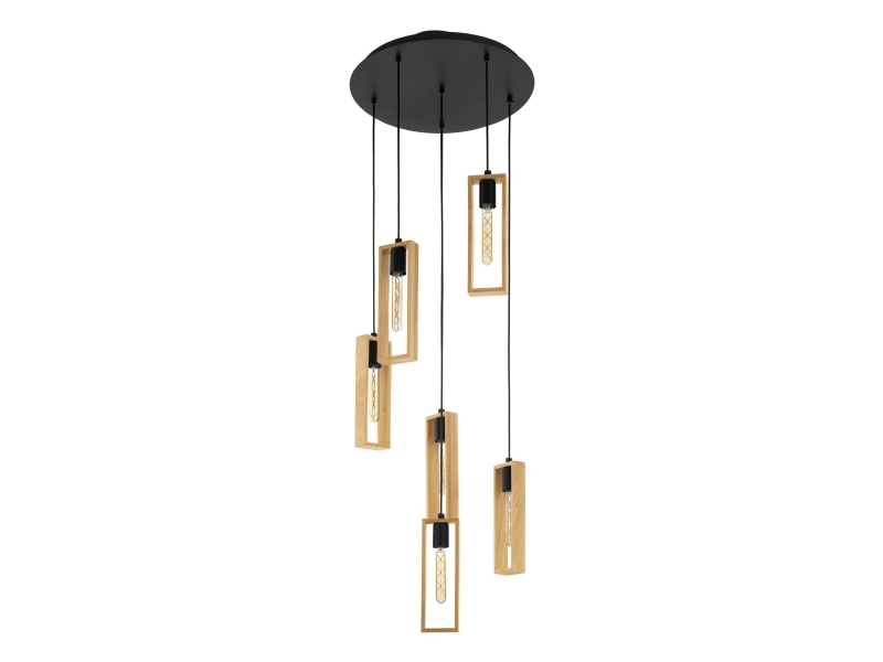 Eglo Littleton, Flexible Halterung, Schwarz, Braun, Holz, Stahl, Holz, Holz, Rechteckig