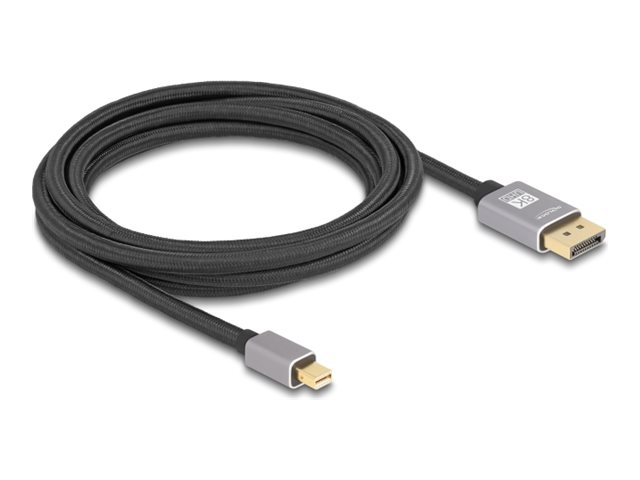 Delock Mini Displayport Zu Displayport Kabel 8K 60 Hz 3 M Grau Metall Ohne Einrastfunktion, 3 M, Mini Displayport, Displayport, Männlich, Männlich, 7