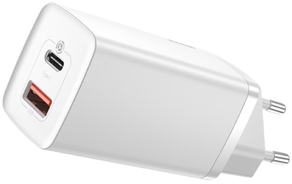 Baseus GaN2 Lite nätladdare, USB + USB-C, 65 W, EU (vit) | Tele & GPS - Batteri & Laddare - Laddare | GameStuff