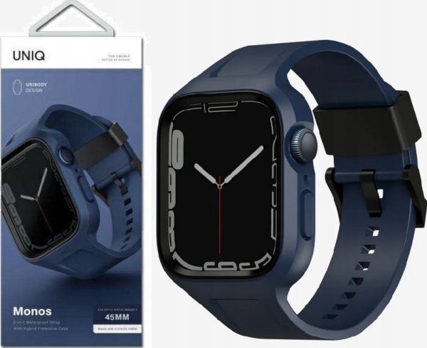 Uniq Monos 2In1 Apple Watch Strap + Case Series 4/5/6/7/8/9/Se/Se2 44/45Mm. Blue/Marine Blue