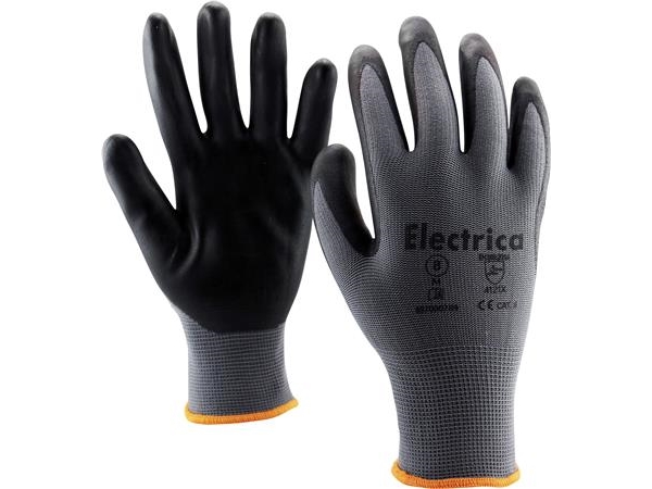 Flex handske str.10 fingerdyppet strikhandske i polyester og belagt i nitril,