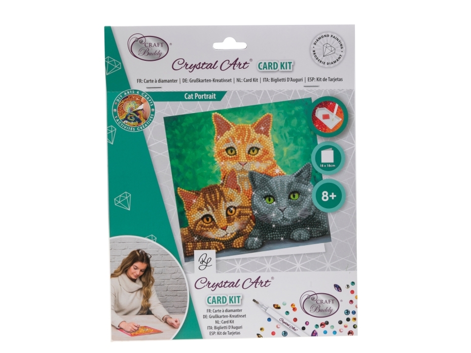 Cat Portrait, Crystal Art Card Kit