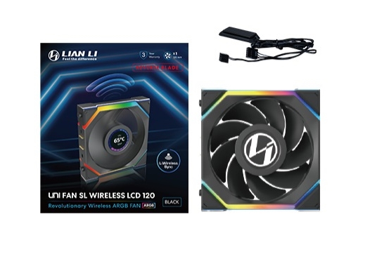 Lian Li Uni Fan Sl Wireless Lcd 120 Reverse Blade Ventilator 12 Cm Sort