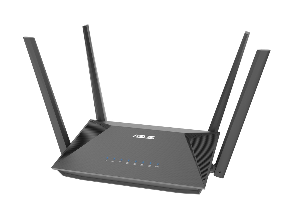Asus RT-AX52 AX1800 AiMesh, Wi-Fi 6 (802.11ax), Dobbelbånd (2.4 GHz / 5 GHz), Ethernet/bredbåndsforbindelse, Sort, Frittstående router