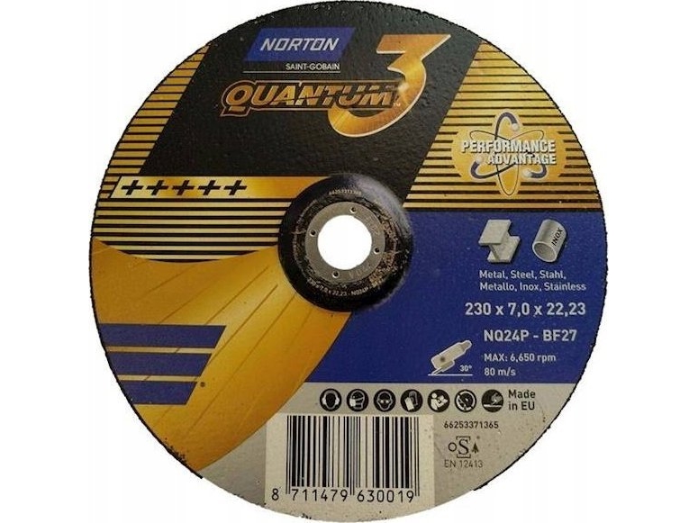 Norton Slibeskive Nq24p 230x7.0x22.23 T27 Nor Quantum 3