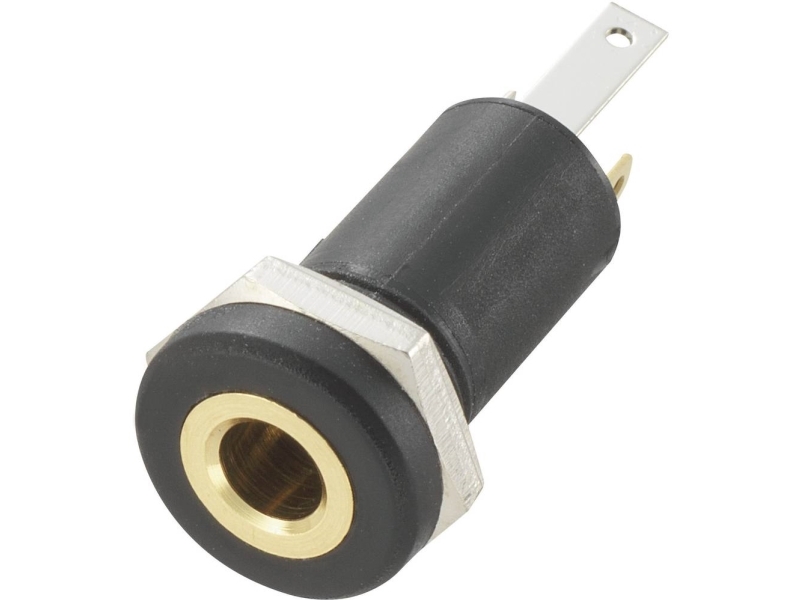 TRU COMPONENTS 718574 Jack-stik 3,5 mm Tilslutning, indbygning lodret Poltal: 3 Stereo Sort 1 stk