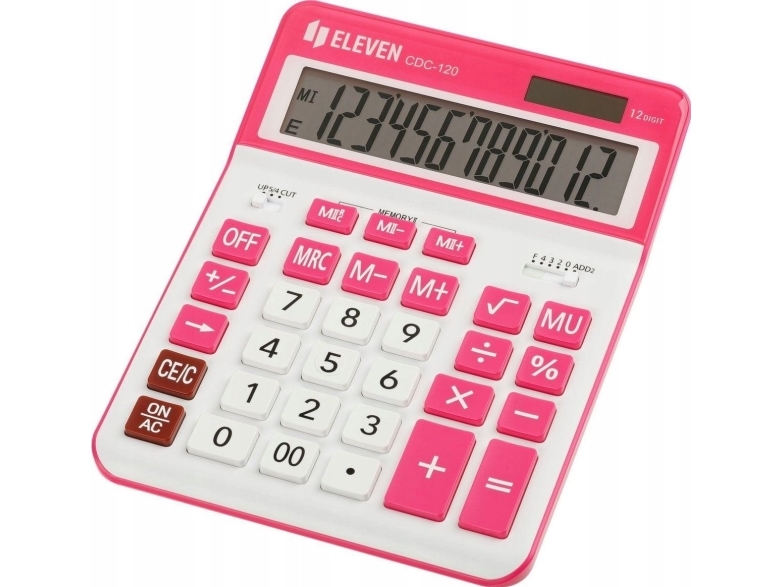 Lommeregner Eleven ELEVEN CDC120WHRD hvid med hvidt og lyserødt taster samt pink ramme