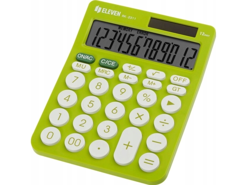 Taschenrechner Eleven Eleven Büro-Rechner Grün, Runde Weiße Tasten, Rk2311gr
