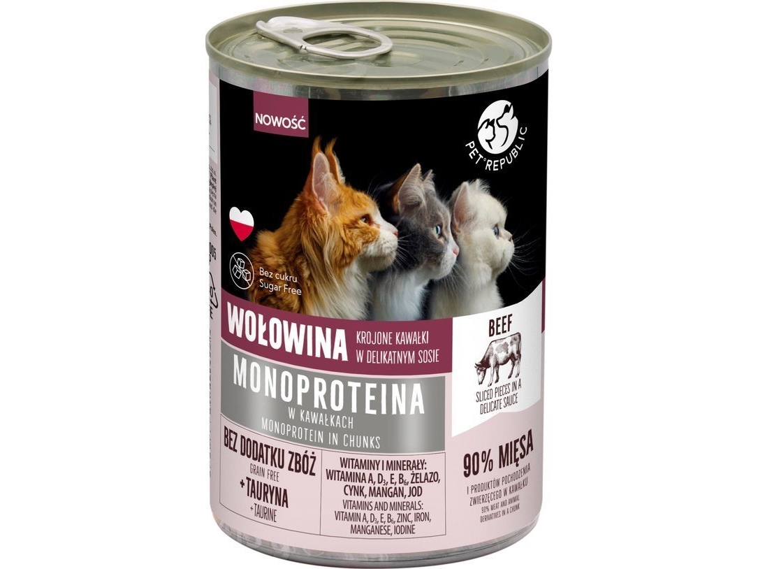 Pet Republic PetRepublic monoproteinfoder med oksekød til katte, bidder i sauce 400 g