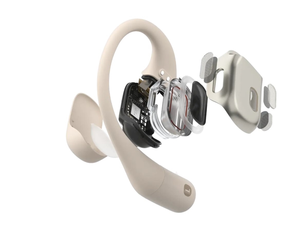 Shokz Openfit - Ægte Trådløse Øretelefoner Med Mik. - Åbent Øre - Over Øret-Montering - Bluetooth - Beige