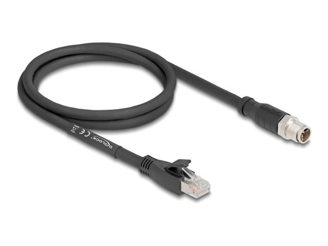 Delock - Netværkskabel - 8 Pin M12-X (Hun) Til Rj-45 (Hun) - 1 M - 6.8 Mm - S/Ftp - Cat 5E - Sort