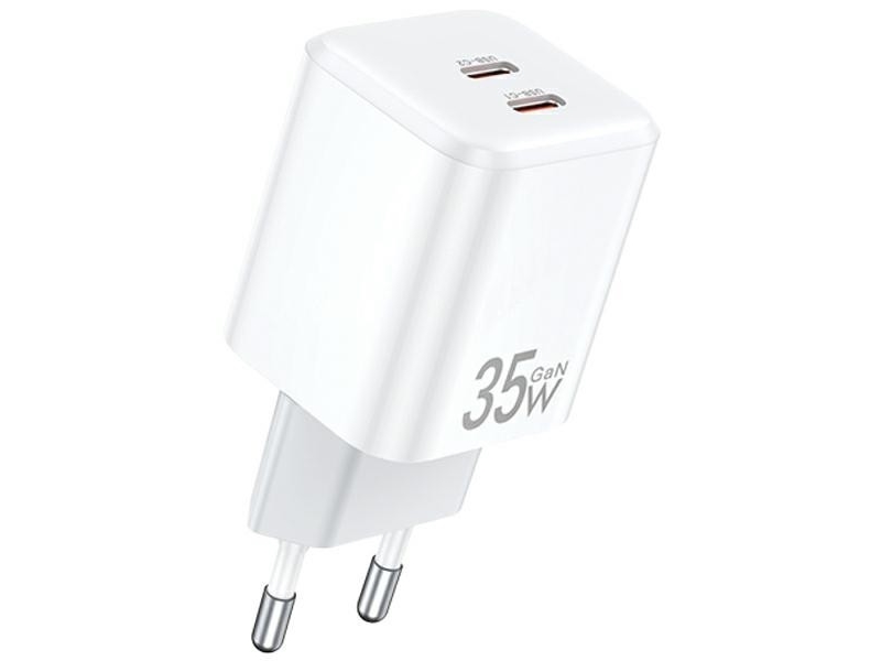 Awei Ladegerät Pd65-Eu 35W 2X Usb-C, Weißes Gan