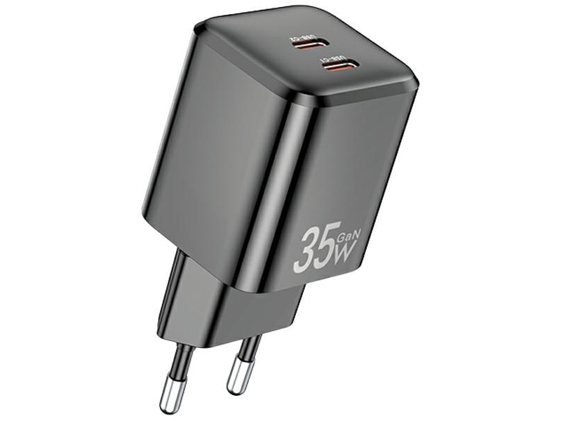 Awei Ladegerät Pd65-Eu 35W 2X Usb-C Schwarz Gan